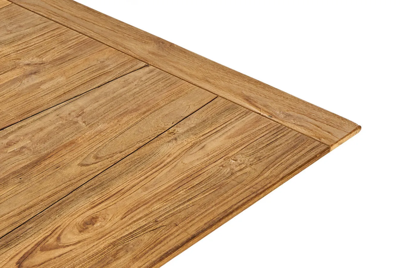 OUTFLEXX Motavi Esstisch, anthrazit/natur, Alu/recyceltes Teak, 150 x 150 cm, rustikal gebürstet, FSC®-zertifiziertes Produkt