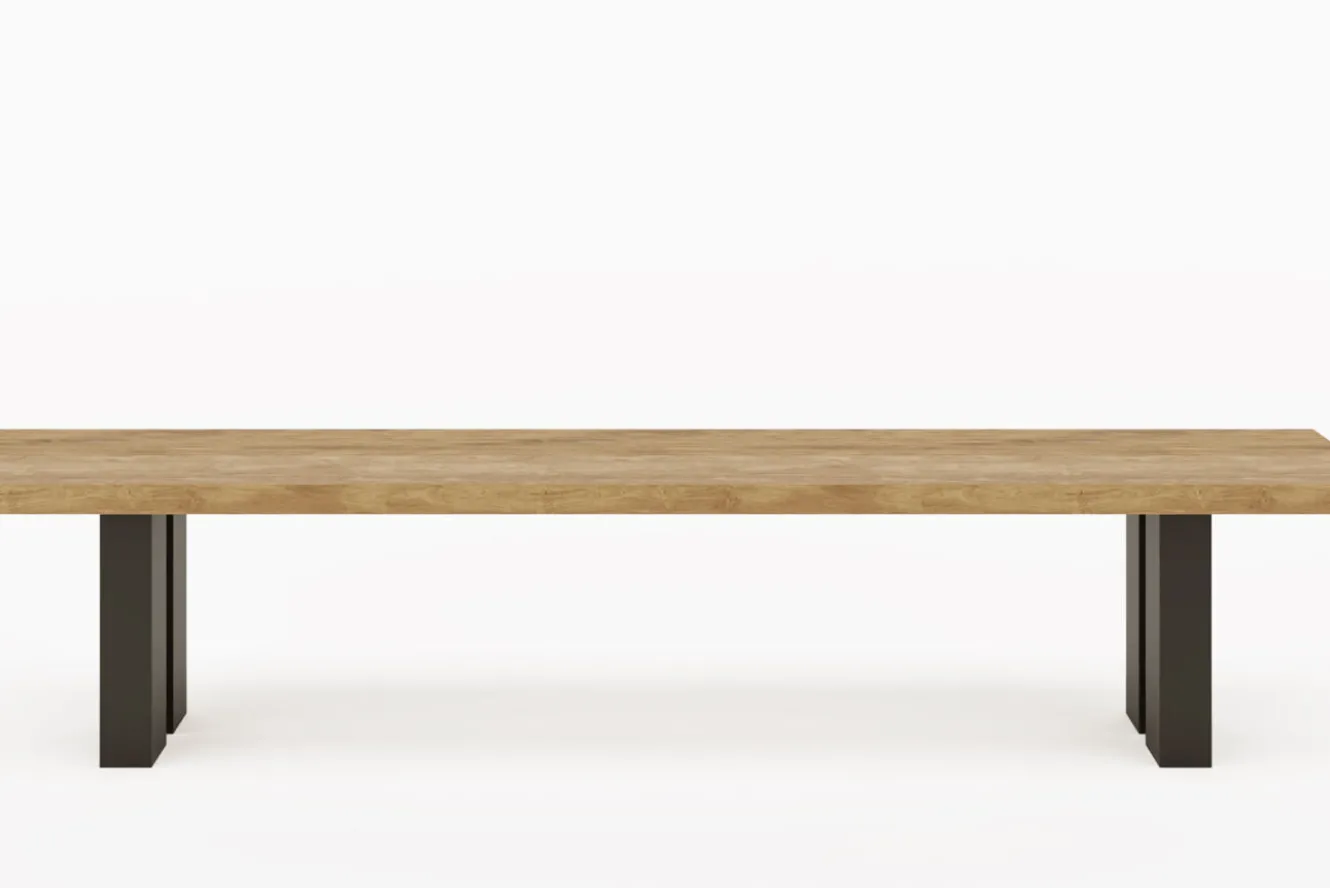 OUTFLEXX New Bob Bank, anthrazit/natur, Alu/recycled Teak, 220 x 40 x 46 cm, rustikal gebürstet