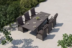OUTFLEXX Nova Garten-Essgruppe, 6 Personen, ausziehbar, 160-260cm, Alu/Polyrattan/Spraystone