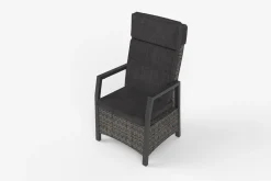 OUTFLEXX Nova Garten-Essgruppe mit 6 Sesseln, anthrazit/grau/natur, Alu/Polyrattan/Teakholz, 220 x 110 cm Tisch, verstellbare Rückenlehne