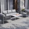 OUTFLEXX Odense Gartenlounge, 5 Personen, Tisch 100 x 55 cm, inkl. Polster, Aluminium/Rope-Geflecht