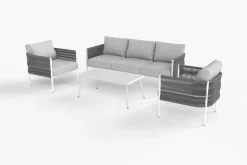 OUTFLEXX Odense Gartenlounge, 5 Personen, Tisch 100 x 55 cm, inkl. Polster, Aluminium/Rope-Geflecht