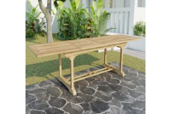 OUTFLEXX Ontario Ausziehtisch, natur, Teakholz, 195/295x90cm, fein geschliffen