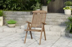 OUTFLEXX Ontario/Bounty Garten-Essgruppe, natur, Teak, 160/210x90cm, 8x Klappsessel