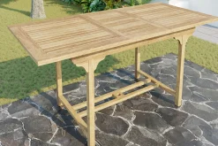 OUTFLEXX Ontario/Bounty Garten-Essgruppe, natur, Teak, 160/210x90cm, 6x Klappsessel