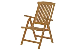OUTFLEXX Ontario/Bounty Garten-Essgruppe, natur, Teak, 160/210x90cm, 6x Klappsessel