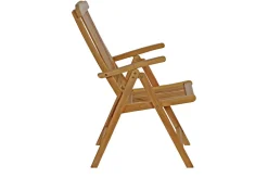 OUTFLEXX Ontario/Bounty Garten-Essgruppe, natur, Teak, 160/210x90cm, 6x Klappsessel