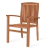 OUTFLEXX Ontario/Washington Garten-Essgruppe, natur, Teak, 195/295 x 90 cm, 8x Stapelsessel