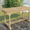 OUTFLEXX Ontario/Washington Garten-Essgruppe, natur, Teak, 195/295 x 90 cm, 6x Stapelsessel