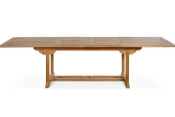 OUTFLEXX Ontario/Washington Garten-Essgruppe, natur, Teak, 195/295 x 90 cm, 6x Stapelsessel