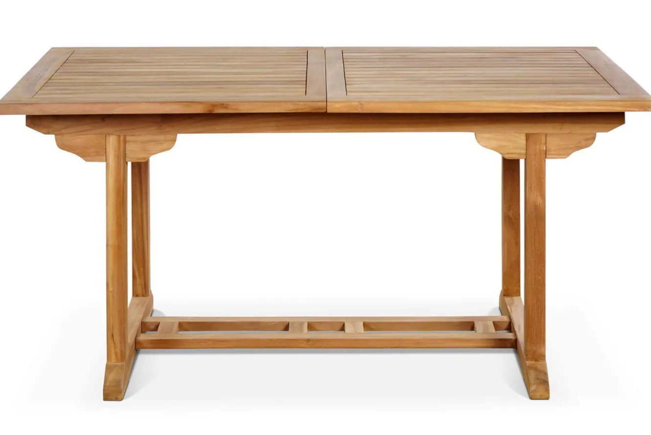 OUTFLEXX Ontario/Washington Garten-Essgruppe, natur, Teak, 160/210x90cm, 8x Stapelsessel