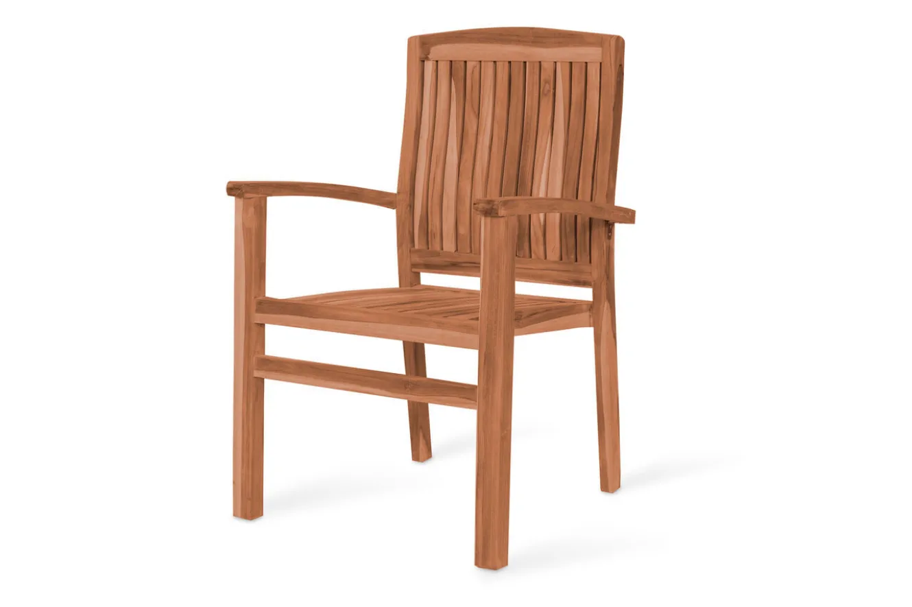 OUTFLEXX Ontario/Washington Garten-Essgruppe, natur, Teak, 160/210x90cm, 8x Stapelsessel