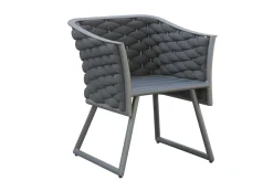 OUTFLEXX Oranger Blossom Garten-Essgruppe, 6 Personen, Tisch 200x90cm, inkl. Polster, anthrazit/Rope