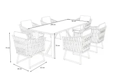 OUTFLEXX Oranger Blossom Garten-Essgruppe, anthrazit, Alu/XL Geflecht, 7-teilig, inkl. Sitz- und Rückenkissen, Tisch 200 x 90 x 76 cm