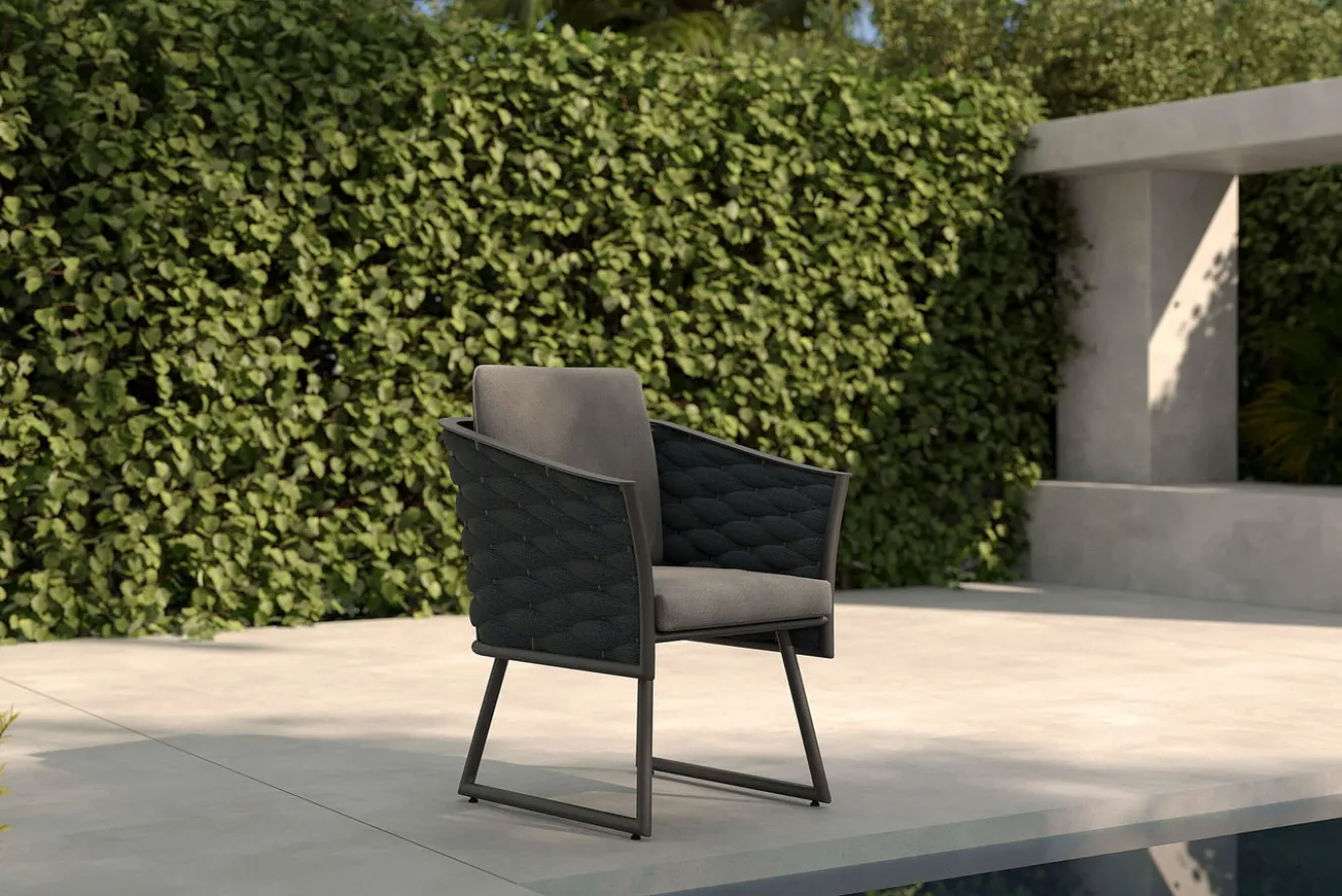 OUTFLEXX Oranger Blossom Sessel, anthrazit, Aluminium/XL Rope, 60x62x75 cm, inkl. Polster
