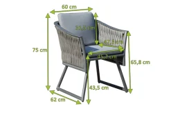 OUTFLEXX Oranger Blossom Sessel, anthrazit, Aluminium/ XL Geflecht, 60x62x75 cm , inkl. Polster