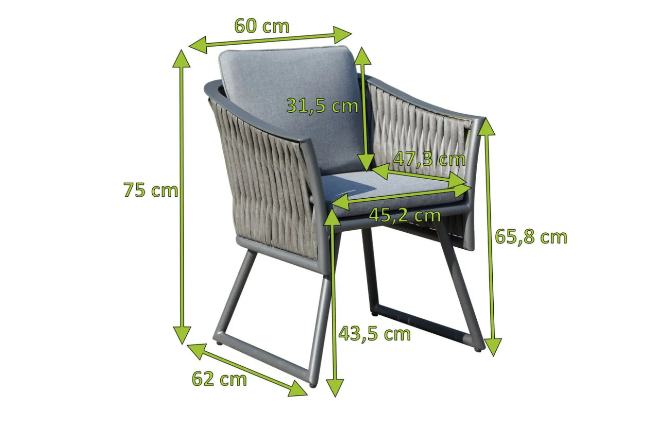 OUTFLEXX Oranger Blossom Sessel, anthrazit, Aluminium/ XL Geflecht, 60x62x75 cm , inkl. Polster