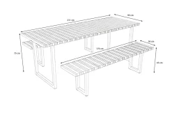 OUTFLEXX Oslo Garten-Essgruppe, 6 Personen, 2 Bänke, 210x90cm, Aluminium/Teak, FSC®-zertifiziert