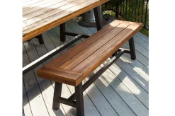 OUTFLEXX Oslo Garten-Essgruppe, natur, Akazie, Tisch 170 x 90 cm, 6 Personen, 2x Bank 160 x 35 cm, FSC®-zertifiziertes Produkt