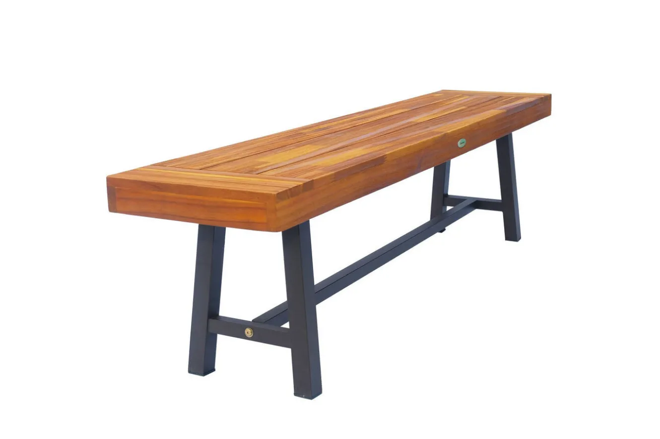OUTFLEXX Oslo Garten-Essgruppe, natur, Akazie, Tisch 170 x 90 cm, 6 Personen, 2x Bank 160 x 35 cm, FSC®-zertifiziertes Produkt