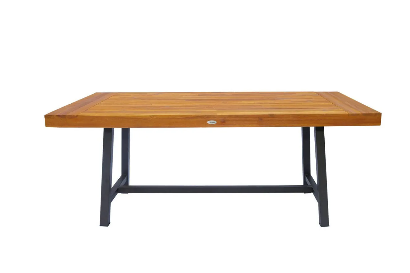 OUTFLEXX Oslo Garten-Essgruppe, natur, Akazie, Tisch 170 x 90 cm, 6 Personen, 2x Bank 160 x 35 cm, FSC®-zertifiziertes Produkt