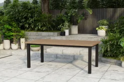 OUTFLEXX Oxford Ausziehtisch, anthrazit/natur, Edelstahl/recycled Teak, 200/260 x 100 cm