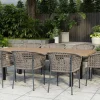 OUTFLEXX Oxford/Zui Garten-Essgruppe, anthrazit/hellgrau, Edelstahl/recycled Teak/Rope, 200/260 x 100 cm, 8x Sessel, inkl. Polster