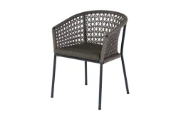 OUTFLEXX Oxford/Zui Garten-Essgruppe, anthrazit/hellgrau, Edelstahl/recycled Teak/Rope, 200/260 x 100 cm, 8x Sessel, inkl. Polster