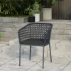 OUTFLEXX Oxford/Zui Garten-Essgruppe, anthrazit/dunkelgrau, Edelstahl/recycled Teak/Rope, 200/260 x 100 cm, 6x Sessel, inkl. Polster