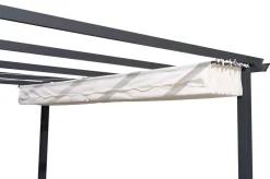 OUTFLEXX Pergola, faltbares Stoffdach 4 x 4 m, Aluminium/Polyester, Anthrazit/Creme, UV-Schutz 30+