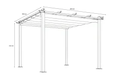OUTFLEXX Pergola, faltbares Stoffdach 4 x 4 m, Aluminium/Polyester, Anthrazit/Creme, UV-Schutz 30+