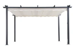 OUTFLEXX Pergola, faltbares Stoffdach 4 x 4 m, Aluminium/Polyester, Anthrazit/Creme, UV-Schutz 30+