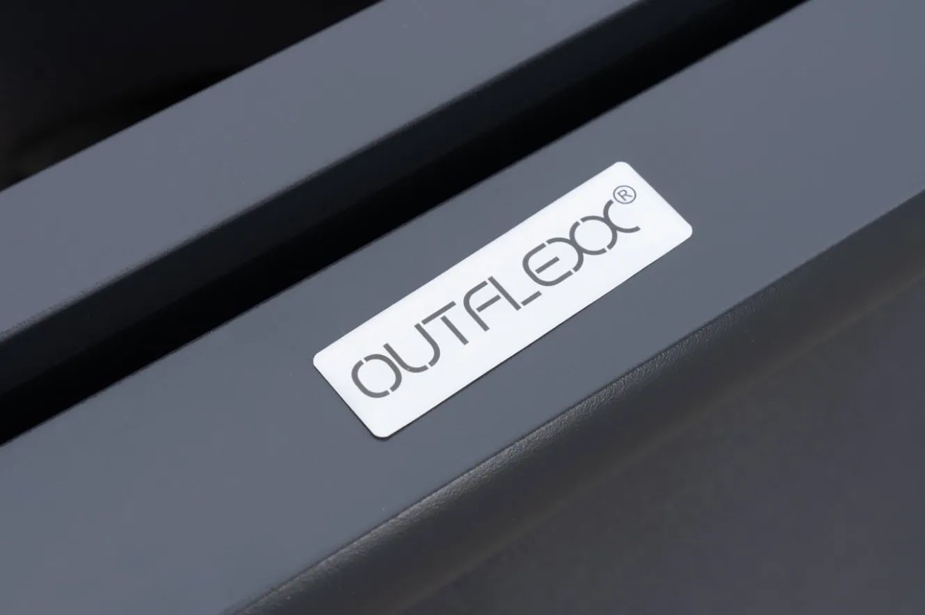 OUTFLEXX Pergola mit faltbarem Stoffdach, Anthrazit, Aluminium/Polyester, 4 x 4 m, Air-Vent System, UV-beständig