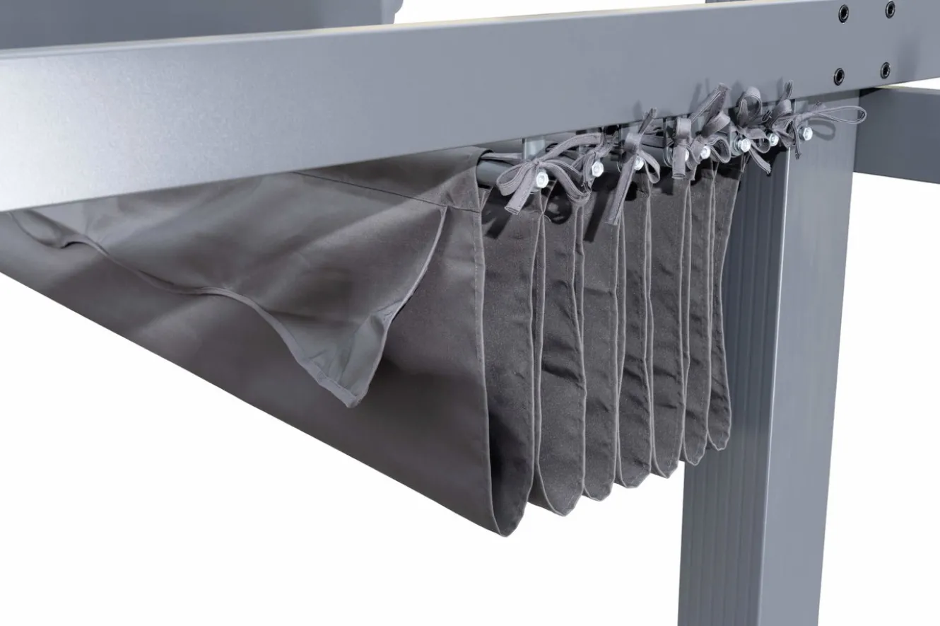 OUTFLEXX Pergola mit faltbarem Stoffdach, Anthrazit, Aluminium/Polyester, 4 x 4 m, Air-Vent System, UV-beständig