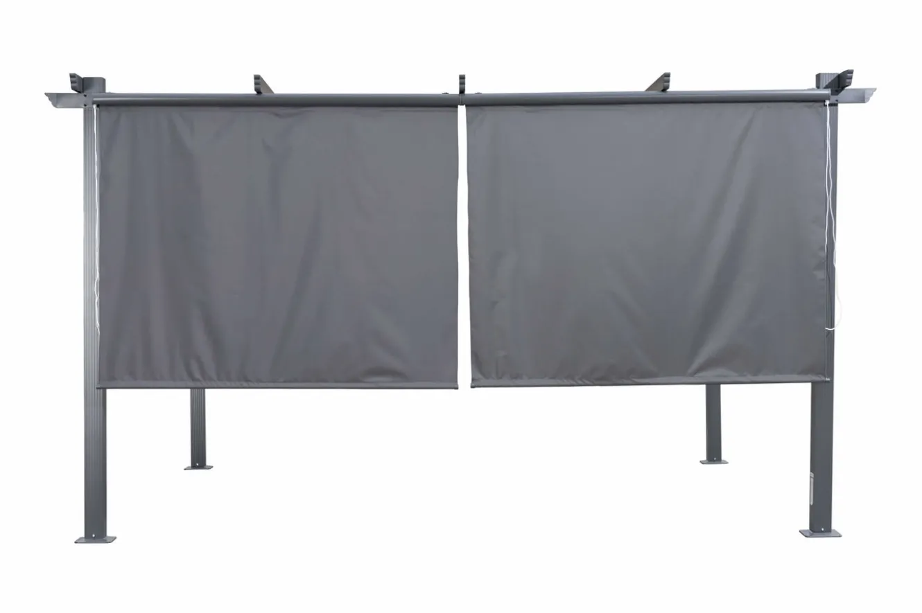 OUTFLEXX Pergola mit faltbarem Stoffdach, Anthrazit, Aluminium/Polyester, 4 x 4 m, Air-Vent System, UV-beständig