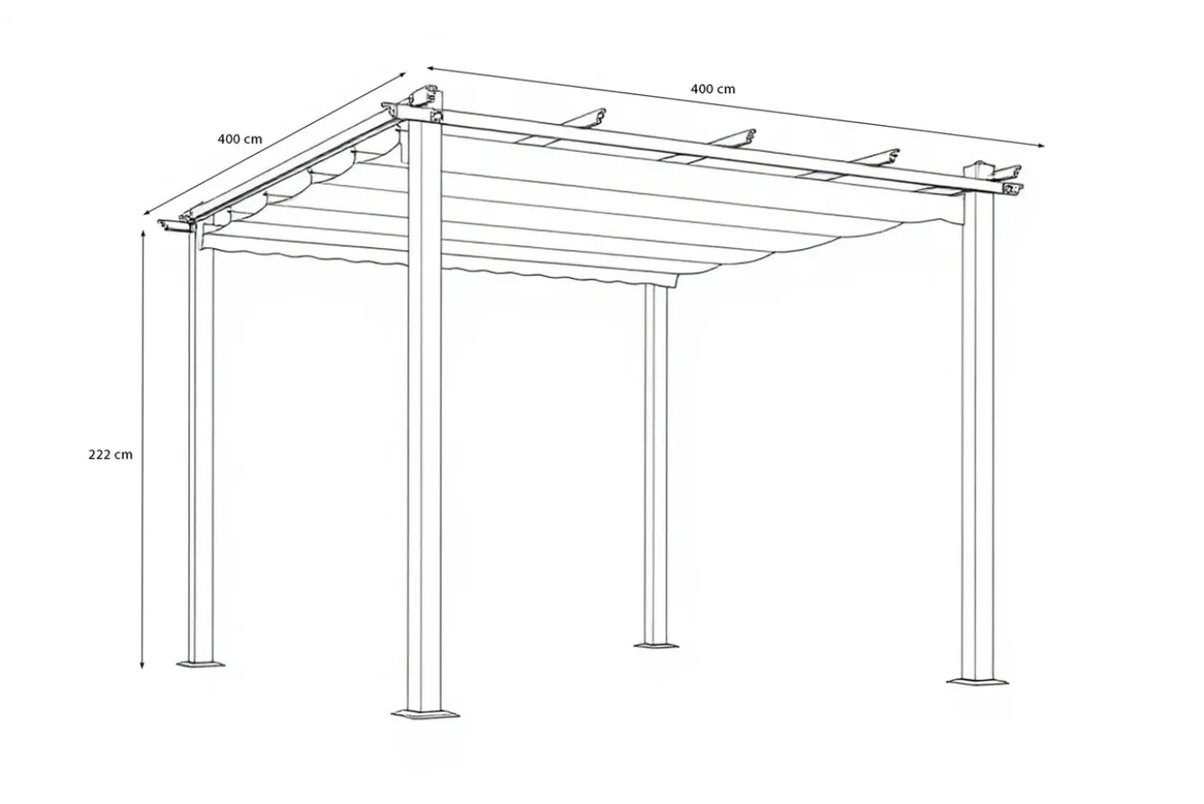 OUTFLEXX Pergola mit faltbarem Stoffdach, Anthrazit, Aluminium/Polyester, 4 x 4 m, Air-Vent System, UV-beständig