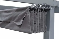 OUTFLEXX Pergola mit faltbarem Stoffdach, Anthrazit, Aluminium/Polyester, 4 x 4 m, Air-Vent System, UV-beständig