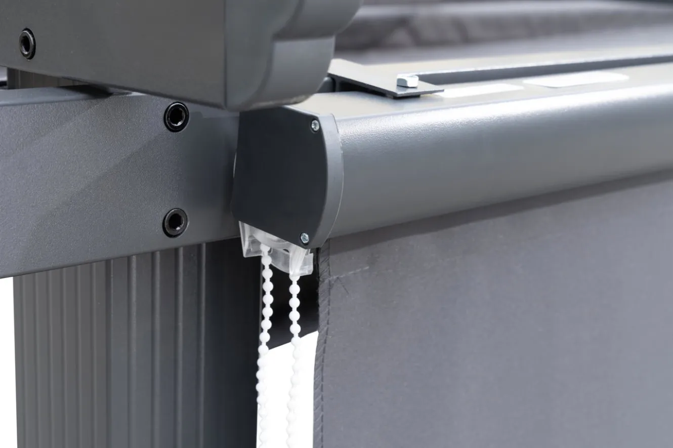OUTFLEXX Pergola mit faltbarem Stoffdach, Anthrazit, Aluminium/Polyester, 4 x 4 m, Air-Vent System, UV-beständig