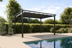 OUTFLEXX Pergola mit faltbarem Stoffdach, Anthrazit, Aluminium/Polyester, 3 x 4 m, Air-Vent System, UV-Schutz 30