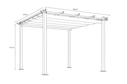 OUTFLEXX Pergola mit faltbarem Stoffdach, Anthrazit/Creme, Aluminium/Polyester, 3 x 4 m, Air-Vent System, UV-Schutz 30+