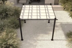 OUTFLEXX Pergola mit faltbarem Stoffdach, Anthrazit/Creme, Aluminium/Polyester, 3 x 3 m, Air-Vent System, UV-Schutz 30+