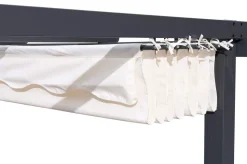OUTFLEXX Pergola mit faltbarem Stoffdach, Anthrazit/Creme, Aluminium/Polyester, 3 x 3 m, Air-Vent System, UV-Schutz 30+