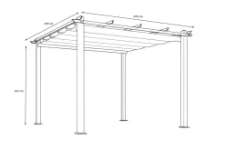 OUTFLEXX Pergola mit faltbarem Stoffdach, Anthrazit/Creme, Aluminium/Polyester, 3 x 3 m, Air-Vent System, UV-Schutz 30+