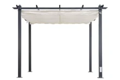 OUTFLEXX Pergola mit faltbarem Stoffdach, Anthrazit/Creme, Aluminium/Polyester, 3 x 3 m, Air-Vent System, UV-Schutz 30+