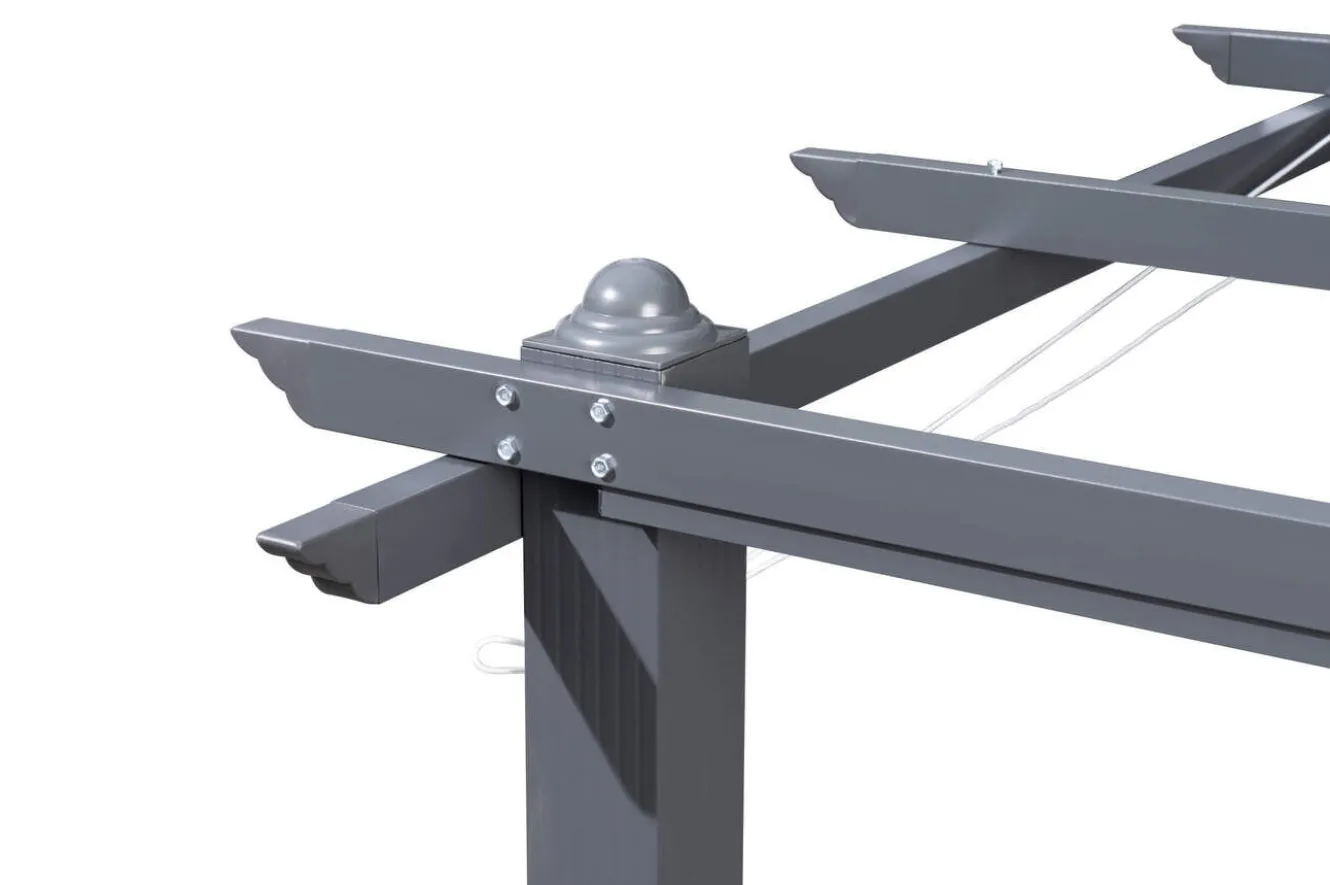 OUTFLEXX Pergola mit faltbarem Stoffdach, Anthrazit/Creme, Aluminium/Polyester, 3 x 3 m, Air-Vent System, UV-Schutz 30+