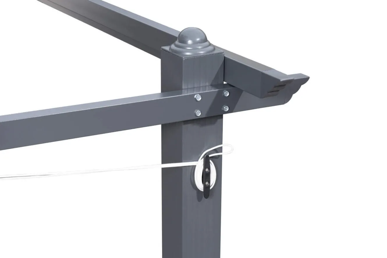 OUTFLEXX Pergola mit faltbarem Stoffdach, Anthrazit/Creme, Aluminium/Polyester, 3 x 3 m, Air-Vent System, UV-Schutz 30+