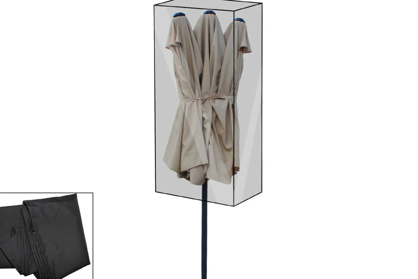 OUTFLEXX Premium Abdeckhaube für Leco Ovalschirm, schwarz, wasserbeständig, Ø67 x 157 cm