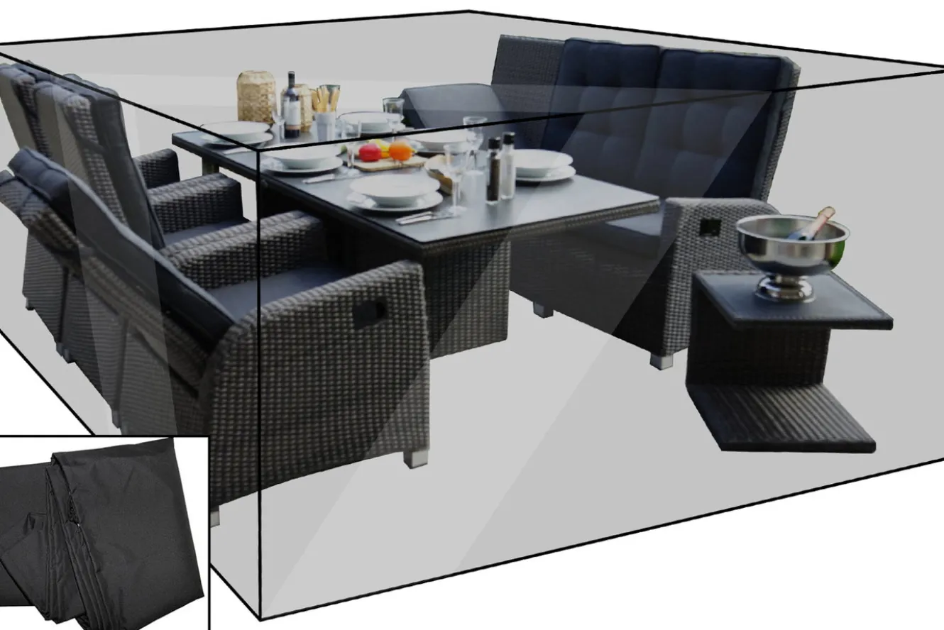 OUTFLEXX Premium Abdeckhaube, für Garten-Essgruppe, z.B. 18837, schwarz, 223 x 203 x 110 cm, wasserbeständig