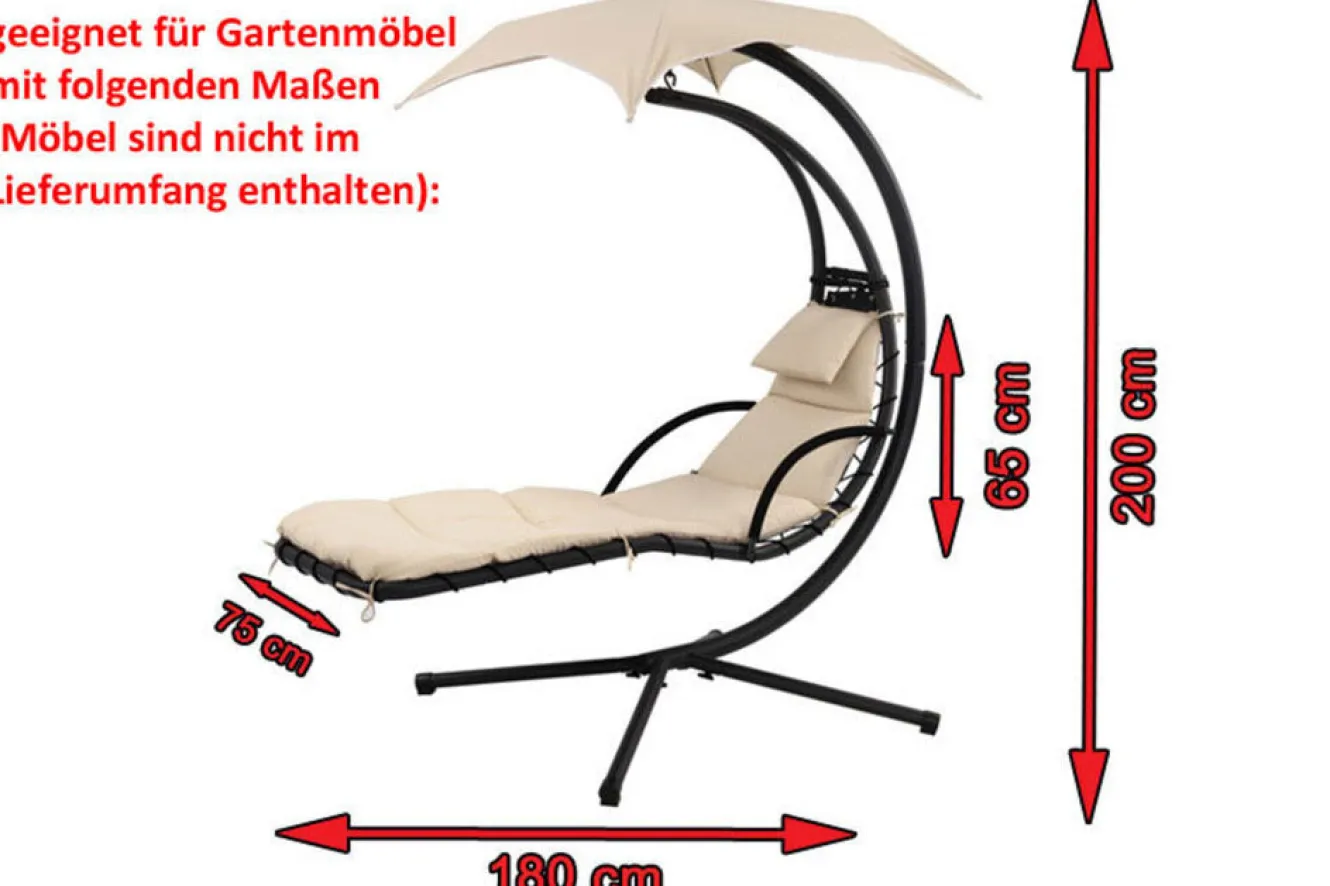 OUTFLEXX Premium Abdeckhaube für Leco Schwingliege, schwarz, wasserbeständig, 187 x 82 x 212 cm