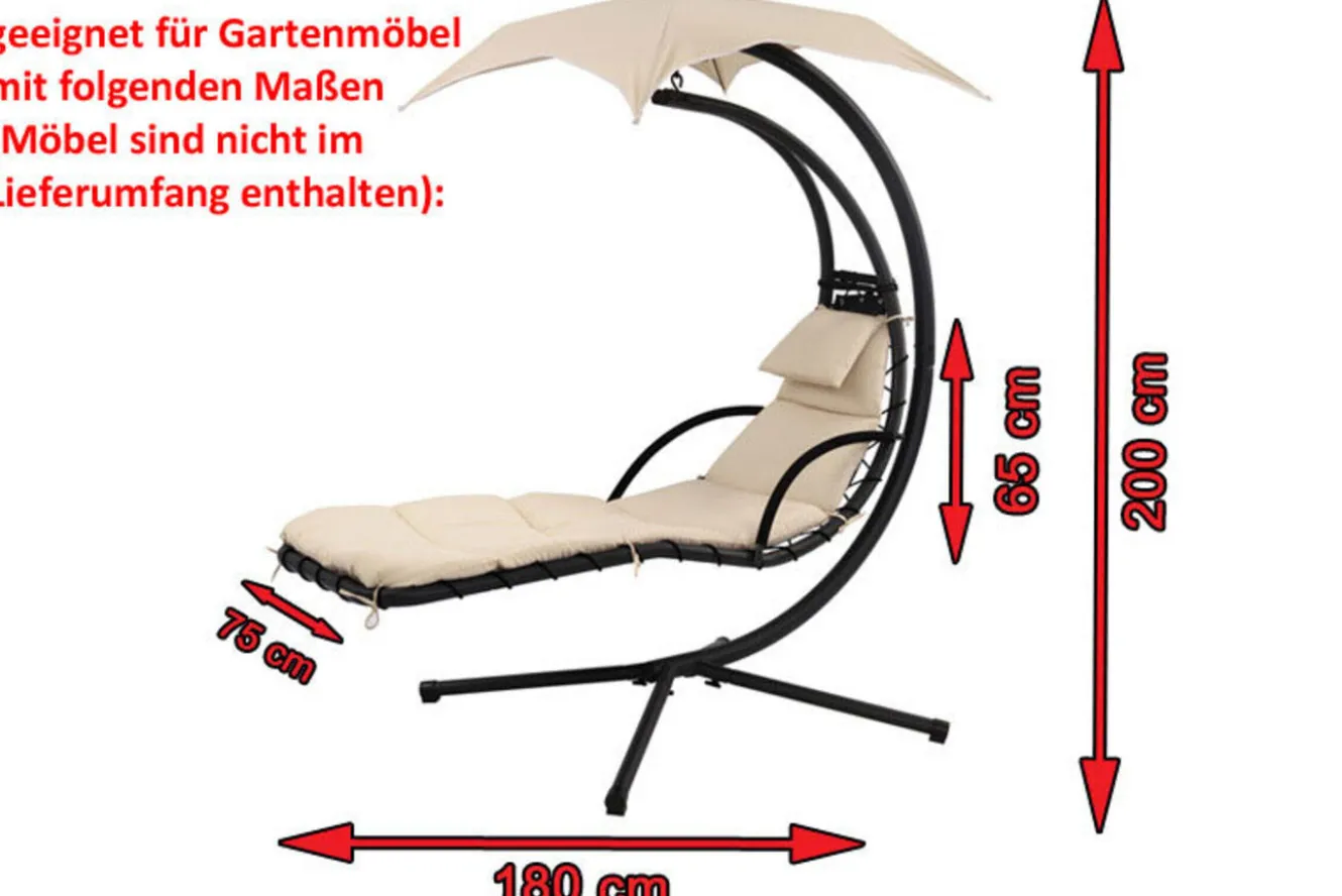 OUTFLEXX Premium Abdeckhaube für Leco Schwingliege, schwarz, wasserbeständig, 187 x 82 x 212 cm